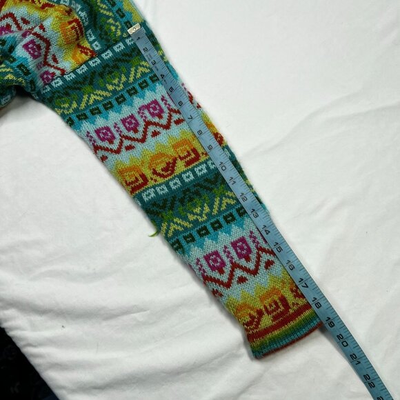 Colorful Geometric Knit Zip Up Cardigan Sweater Multicolor Rainbow Boho Small XS - Picture 5 of 7